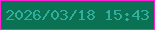 文字の大きさ：2、枠の色：ff1fd5、背景の色：0a7253、文字の色：32ae9c 無料ブログパーツのブログ時計