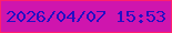 文字の大きさ：1、枠の色：ff206c、背景の色：cf15ae、文字の色：250ec4 無料ブログパーツのブログ時計