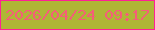 文字の大きさ：4、枠の色：ff2096、背景の色：afb636、文字の色：f55e78 無料ブログパーツのブログ時計