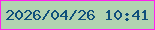 文字の大きさ：2、枠の色：ff20ec、背景の色：b2d2b1、文字の色：0e4f7b 無料ブログパーツのブログ時計