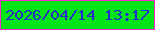 文字の大きさ：2、枠の色：ff24d2、背景の色：05e516、文字の色：252fc8 無料ブログパーツのブログ時計