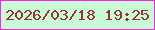 文字の大きさ：3、枠の色：ff24da、背景の色：c9fad8、文字の色：963335 無料ブログパーツのブログ時計