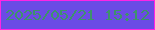 文字の大きさ：1、枠の色：ff24e5、背景の色：6b4be5、文字の色：3e926c 無料ブログパーツのブログ時計