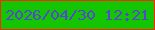 文字の大きさ：5、枠の色：ff260d、背景の色：14c501、文字の色：5448d3 無料ブログパーツのブログ時計