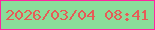 文字の大きさ：3、枠の色：ff26a0、背景の色：8bdd9a、文字の色：e65c57 無料ブログパーツのブログ時計