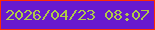 文字の大きさ：3、枠の色：ff2b01、背景の色：6819ce、文字の色：aec949 無料ブログパーツのブログ時計