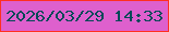 文字の大きさ：3、枠の色：ff3020、背景の色：de60cd、文字の色：024957 無料ブログパーツのブログ時計