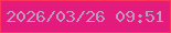 文字の大きさ：3、枠の色：ff345a、背景の色：e21b7c、文字の色：bd9abe 無料ブログパーツのブログ時計