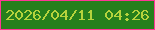 文字の大きさ：4、枠の色：ff3696、背景の色：267f1c、文字の色：b6d33d 無料ブログパーツのブログ時計