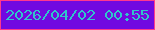 文字の大きさ：5、枠の色：ff388d、背景の色：7109e0、文字の色：30c5cb 無料ブログパーツのブログ時計
