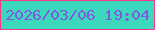 文字の大きさ：4、枠の色：ff3986、背景の色：3bd8be、文字の色：8258e3 無料ブログパーツのブログ時計