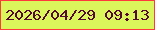 文字の大きさ：4、枠の色：ff3a3c、背景の色：daf65b、文字の色：550930 無料ブログパーツのブログ時計