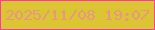 文字の大きさ：4、枠の色：ff3aa4、背景の色：dbc532、文字の色：e79782 無料ブログパーツのブログ時計