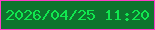 文字の大きさ：3、枠の色：ff3dc8、背景の色：0e742e、文字の色：11e64f 無料ブログパーツのブログ時計