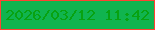 文字の大きさ：1、枠の色：ff4232、背景の色：10b44f、文字の色：08a211 無料ブログパーツのブログ時計