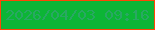 文字の大きさ：5、枠の色：ff4506、背景の色：0cb536、文字の色：29a863 無料ブログパーツのブログ時計