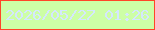 文字の大きさ：2、枠の色：ff4528、背景の色：cdfea6、文字の色：d4e7fe 無料ブログパーツのブログ時計