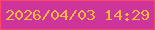 文字の大きさ：3、枠の色：ff4666、背景の色：ce359b、文字の色：fdb83a 無料ブログパーツのブログ時計