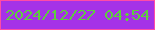 文字の大きさ：1、枠の色：ff4ba6、背景の色：a532e7、文字の色：5fcc3f 無料ブログパーツのブログ時計