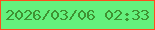 文字の大きさ：5、枠の色：ff4d1d、背景の色：64f17d、文字の色：3e9331 無料ブログパーツのブログ時計