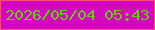 文字の大きさ：5、枠の色：ff4d78、背景の色：d406bf、文字の色：67cd11 無料ブログパーツのブログ時計