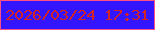 文字の大きさ：2、枠の色：ff4f85、背景の色：3415ff、文字の色：d32327 無料ブログパーツのブログ時計