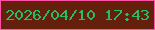 文字の大きさ：3、枠の色：ff54a4、背景の色：651f0d、文字の色：29bc66 無料ブログパーツのブログ時計