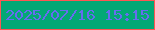 文字の大きさ：5、枠の色：ff5653、背景の色：03a875、文字の色：666cef 無料ブログパーツのブログ時計