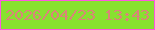 文字の大きさ：5、枠の色：ff56e1、背景の色：88e130、文字の色：db8479 無料ブログパーツのブログ時計