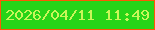 文字の大きさ：5、枠の色：ff5705、背景の色：27d418、文字の色：c8f659 無料ブログパーツのブログ時計
