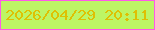 文字の大きさ：1、枠の色：ff59e8、背景の色：bdf565、文字の色：dec003 無料ブログパーツのブログ時計