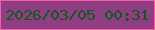文字の大きさ：5、枠の色：ff5aa6、背景の色：903e84、文字の色：10591c 無料ブログパーツのブログ時計