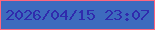文字の大きさ：5、枠の色：ff667e、背景の色：3d6bbe、文字の色：302bad 無料ブログパーツのブログ時計