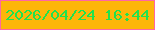 文字の大きさ：2、枠の色：ff66a4、背景の色：fdb609、文字の色：1fe24e 無料ブログパーツのブログ時計