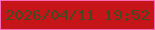 文字の大きさ：2、枠の色：ff69b5、背景の色：c51519、文字の色：404a23 無料ブログパーツのブログ時計