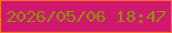 文字の大きさ：1、枠の色：ff6f2b、背景の色：d0186d、文字の色：928e06 無料ブログパーツのブログ時計