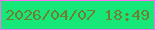 文字の大きさ：1、枠の色：ff6ff4、背景の色：17e778、文字の色：6f7f32 無料ブログパーツのブログ時計