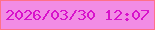 文字の大きさ：1、枠の色：ff7188、背景の色：f28ce5、文字の色：d812cb 無料ブログパーツのブログ時計