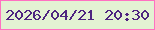 文字の大きさ：4、枠の色：ff71c1、背景の色：e3f2d3、文字の色：4e2480 無料ブログパーツのブログ時計