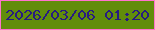 文字の大きさ：1、枠の色：ff73ce、背景の色：618d0b、文字の色：271b81 無料ブログパーツのブログ時計