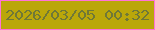 文字の大きさ：2、枠の色：ff73d8、背景の色：baa70a、文字の色：6f7837 無料ブログパーツのブログ時計