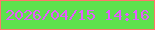 文字の大きさ：1、枠の色：ff766a、背景の色：5ee14d、文字の色：e45bfe 無料ブログパーツのブログ時計