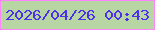 文字の大きさ：3、枠の色：ff85fe、背景の色：b8d6a3、文字の色：4d30eb 無料ブログパーツのブログ時計