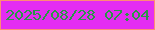 文字の大きさ：1、枠の色：ff8b75、背景の色：e42df2、文字の色：2b9647 無料ブログパーツのブログ時計