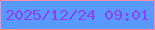 文字の大きさ：2、枠の色：ff8da6、背景の色：5998fc、文字の色：8c42f5 無料ブログパーツのブログ時計