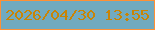 文字の大きさ：4、枠の色：ff9035、背景の色：71aabf、文字の色：c98405 無料ブログパーツのブログ時計