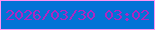 文字の大きさ：2、枠の色：ff93f4、背景の色：0273d6、文字の色：ac27c2 無料ブログパーツのブログ時計