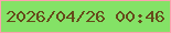 文字の大きさ：2、枠の色：ffa1af、背景の色：84e266、文字の色：654a1b 無料ブログパーツのブログ時計