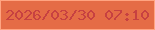 文字の大きさ：5、枠の色：ffa481、背景の色：e56c46、文字の色：c74141 無料ブログパーツのブログ時計