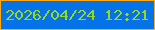 文字の大きさ：1、枠の色：ffa916、背景の色：0672e8、文字の色：97d825 無料ブログパーツのブログ時計